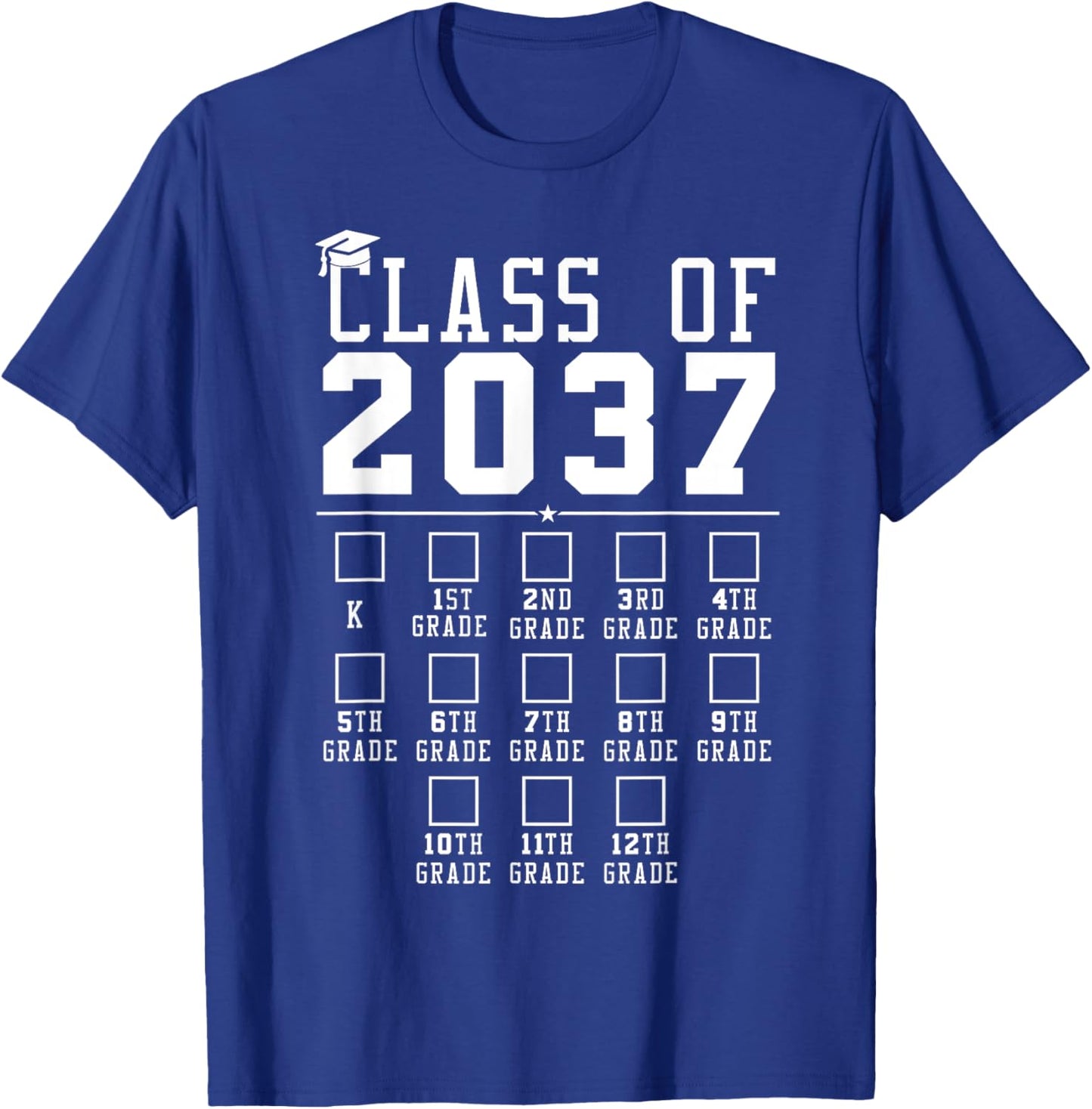 Grow With Me Class Of 2037 Handprint Kindergarten Graduation T-Shirt - T-Shirt | Royal