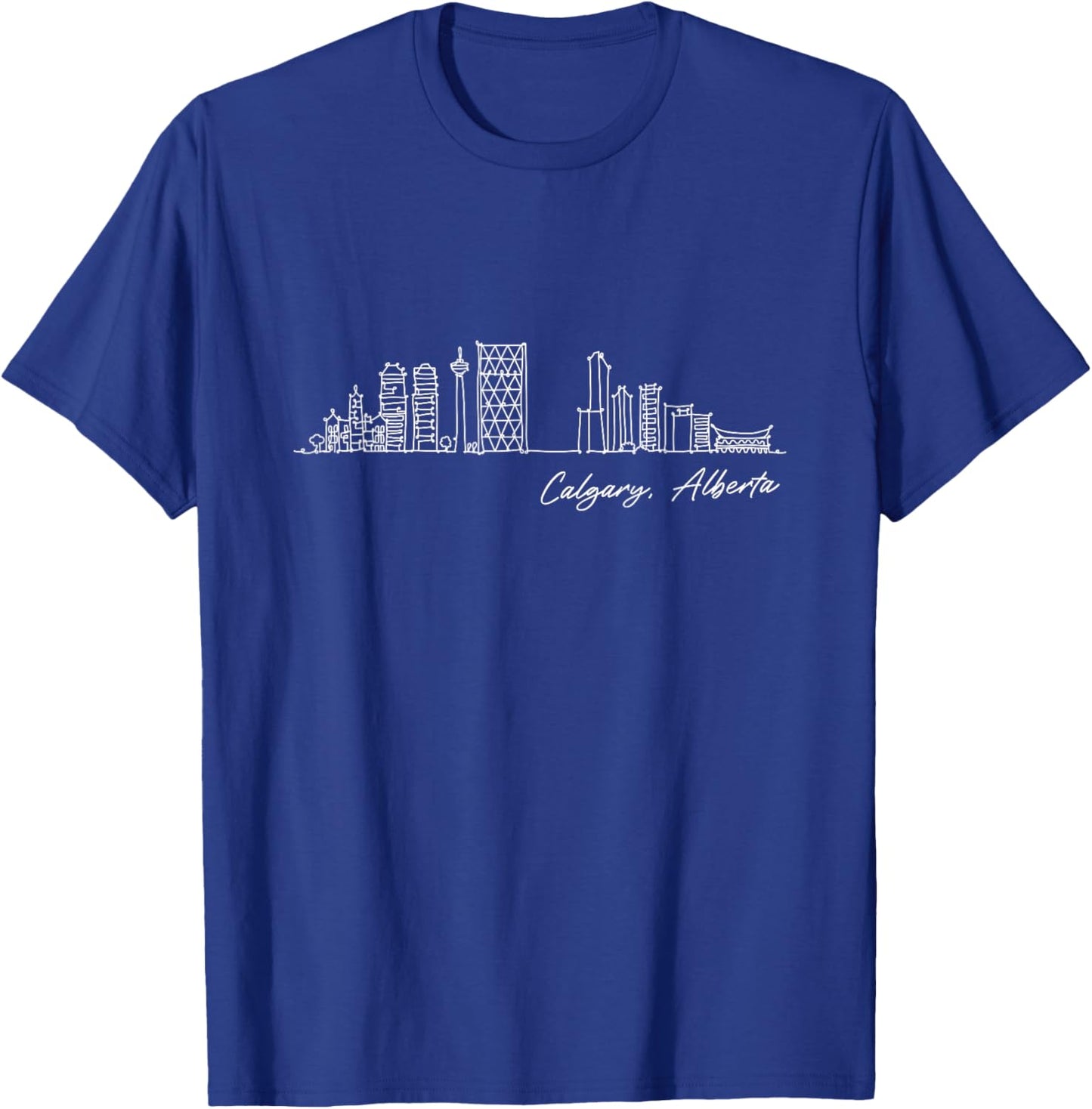 Signature Calgary City Skyline - Canada Souvenir T-Shirt - T-Shirt | Royal