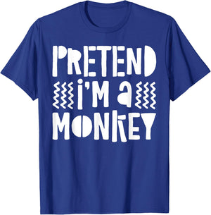 Pretend I'm A Monkey Shirt Adult Kid Matching Monkey Costume T-Shirt - T-Shirt | Royal