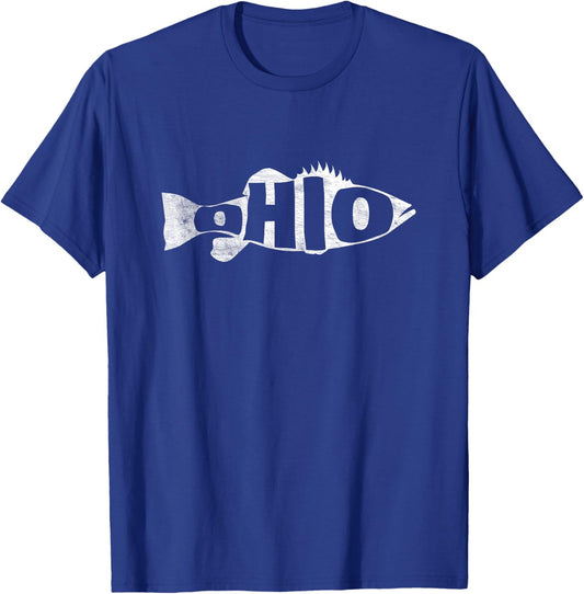 Fish Ohio Walleye Perch Lake Erie T-Shirt - T-Shirt | Royal