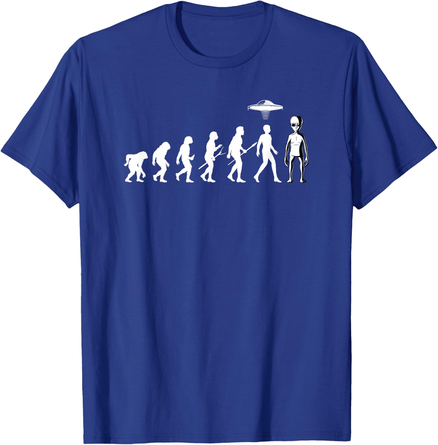Funny Evolution of Aliens | From Man to Alien UFO Light Beam T-Shirt - T-Shirt | Royal