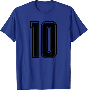 Number #10 Sport Black Varsity Number T-Shirt - T-Shirt | Royal