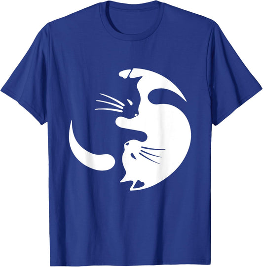 Yin Yang Cat Symbol Cute Black and White Cat Kitty Halloween T-Shirt - T-Shirt | Royal