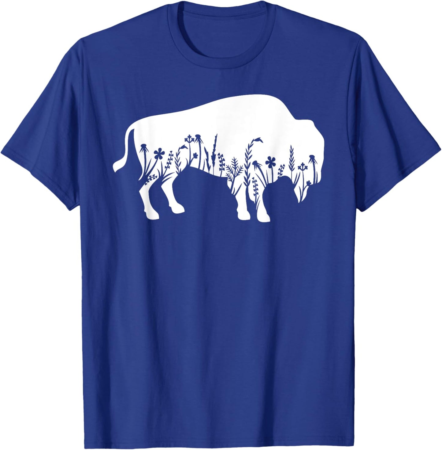 Buffalo Flower American Bison Animal Silhouette T-Shirt - T-Shirt | Royal