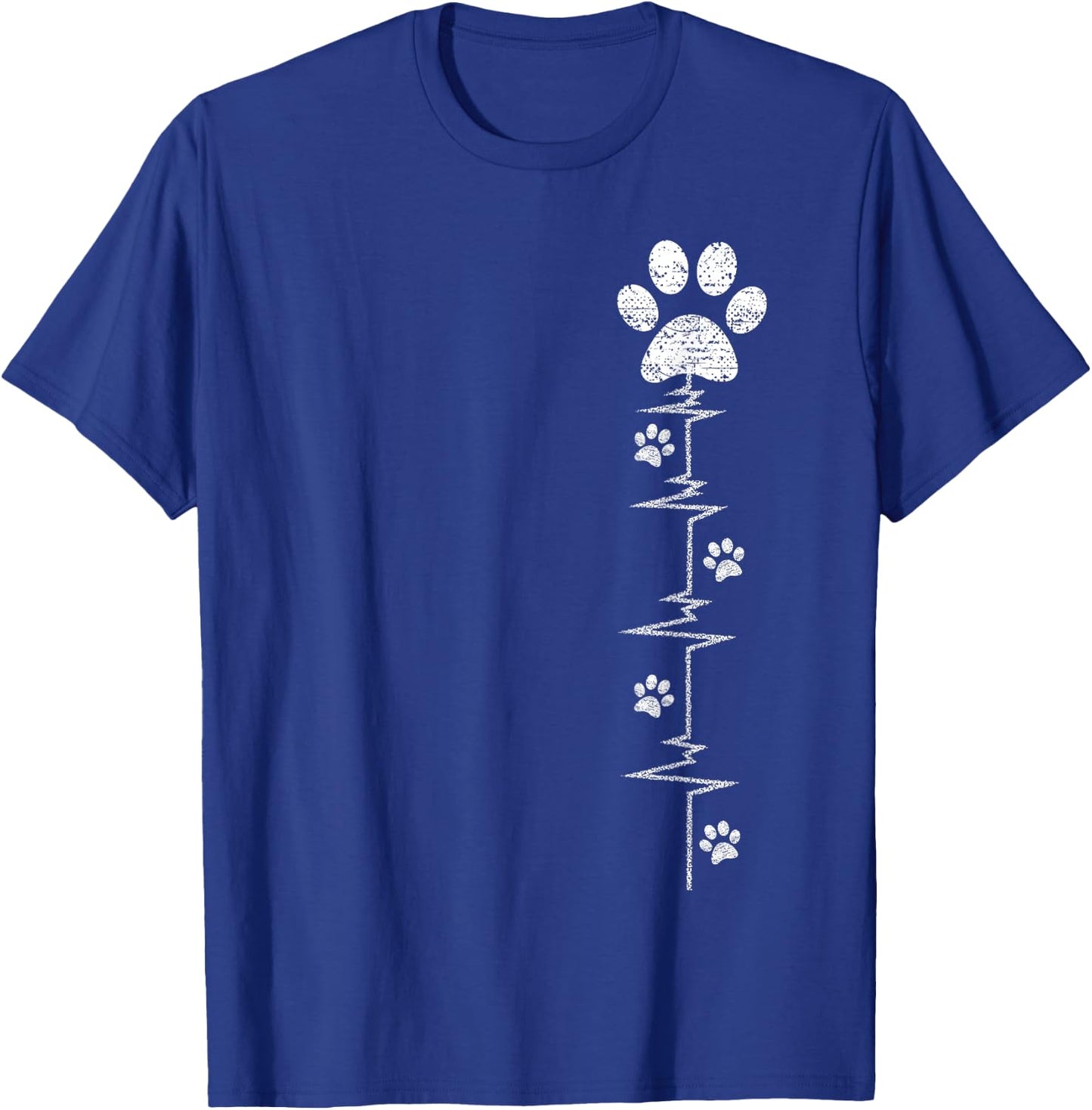 Dog Paw Print Heartbeat Shirt Women Girls Mom Love Dogs T-Shirt - T-Shirt | Royal