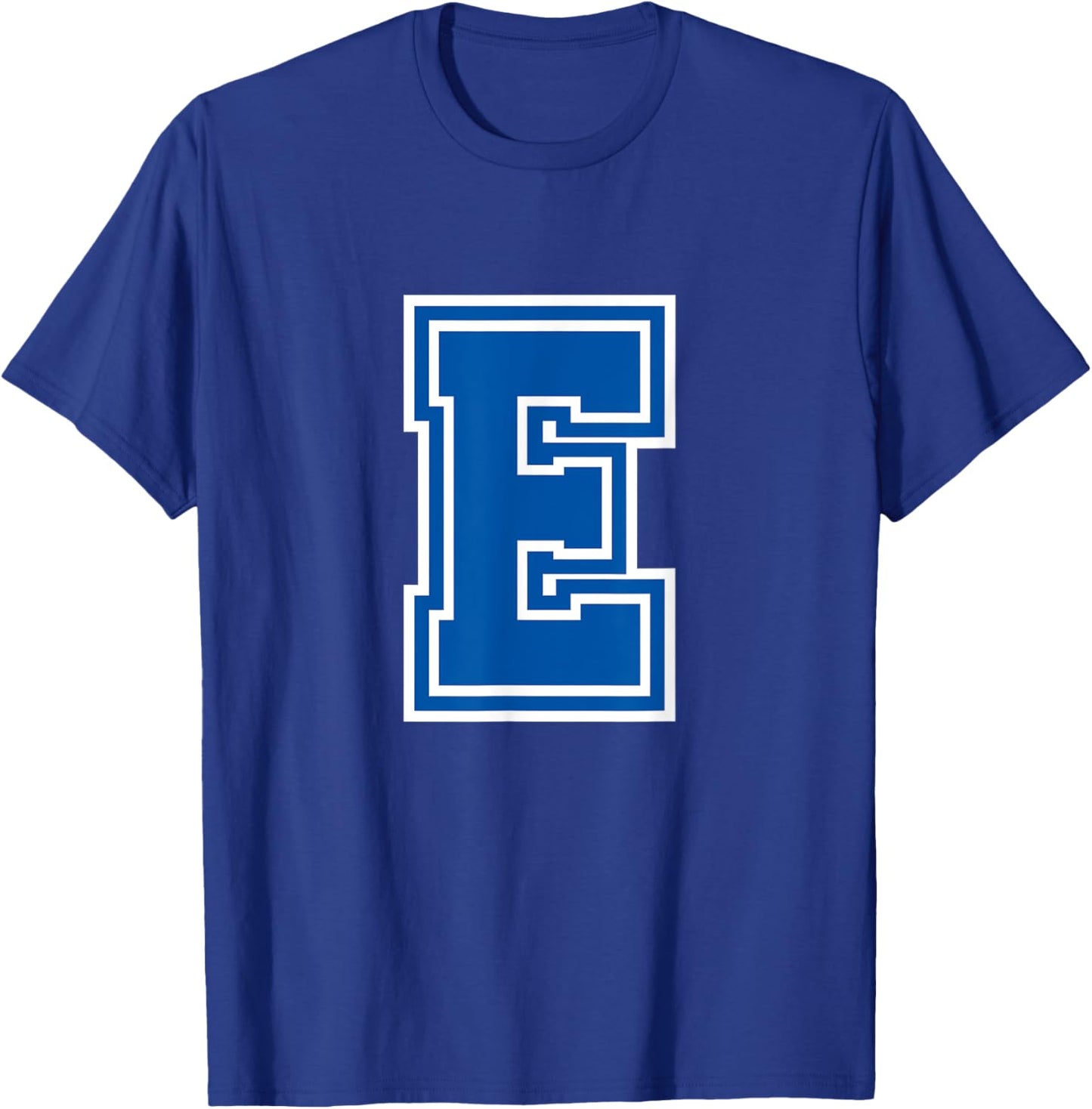 Blue Letter E Monogram Initial T-Shirt - T-Shirt | Royal