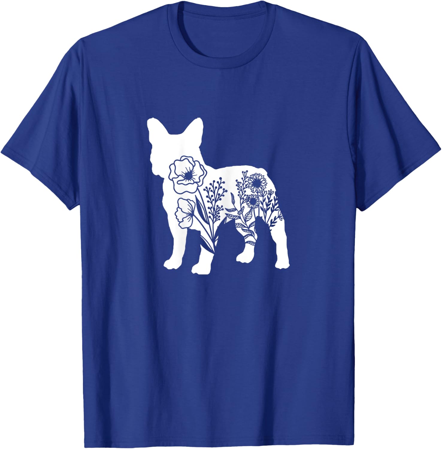 Floral French Bulldog Dog Mom Flowers for Human Cute T-Shirt - T-Shirt | Royal
