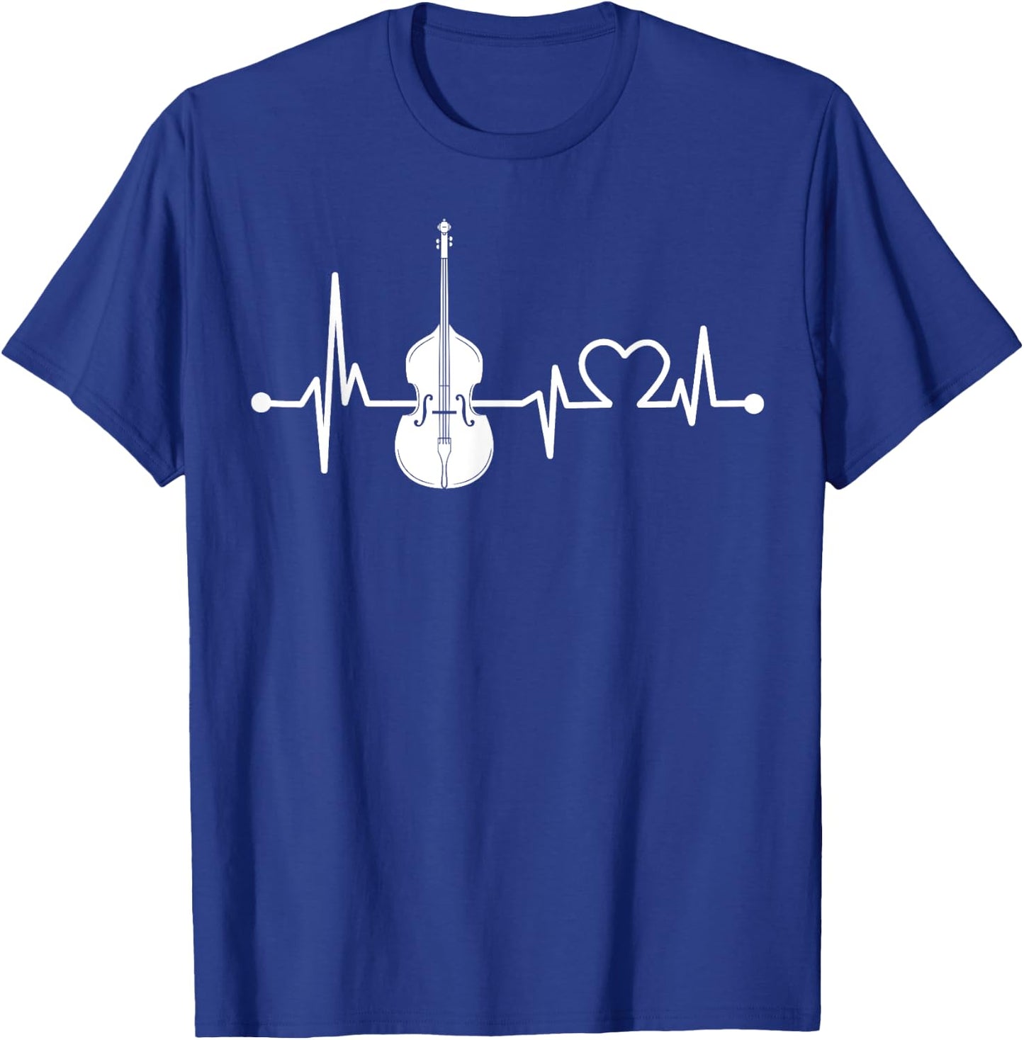 Double bass Heartbeat Funny Love For Music Orchestra Gift T-Shirt - T-Shirt | Royal