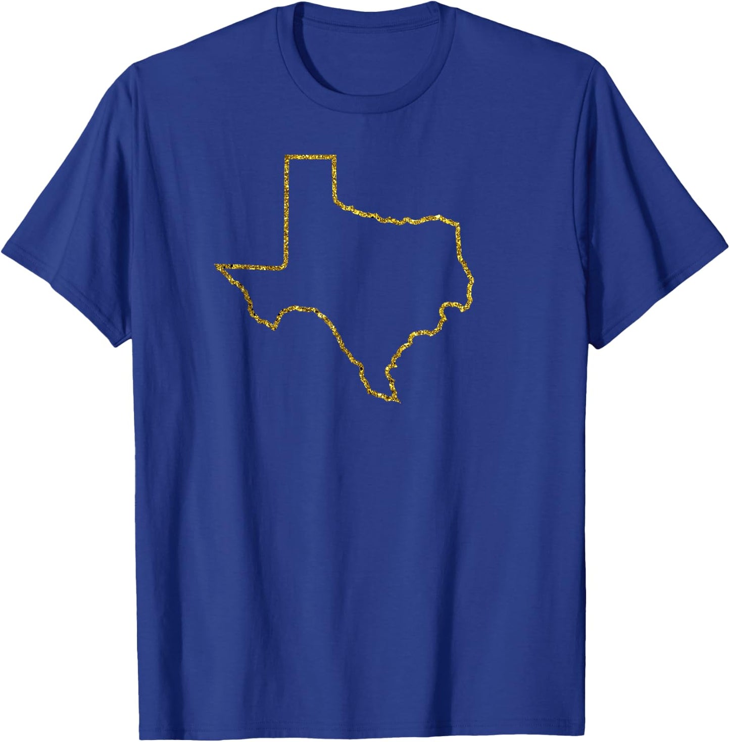 Distressed Texas Gold Sparkle Outline T-Shirt - T-Shirt | Royal