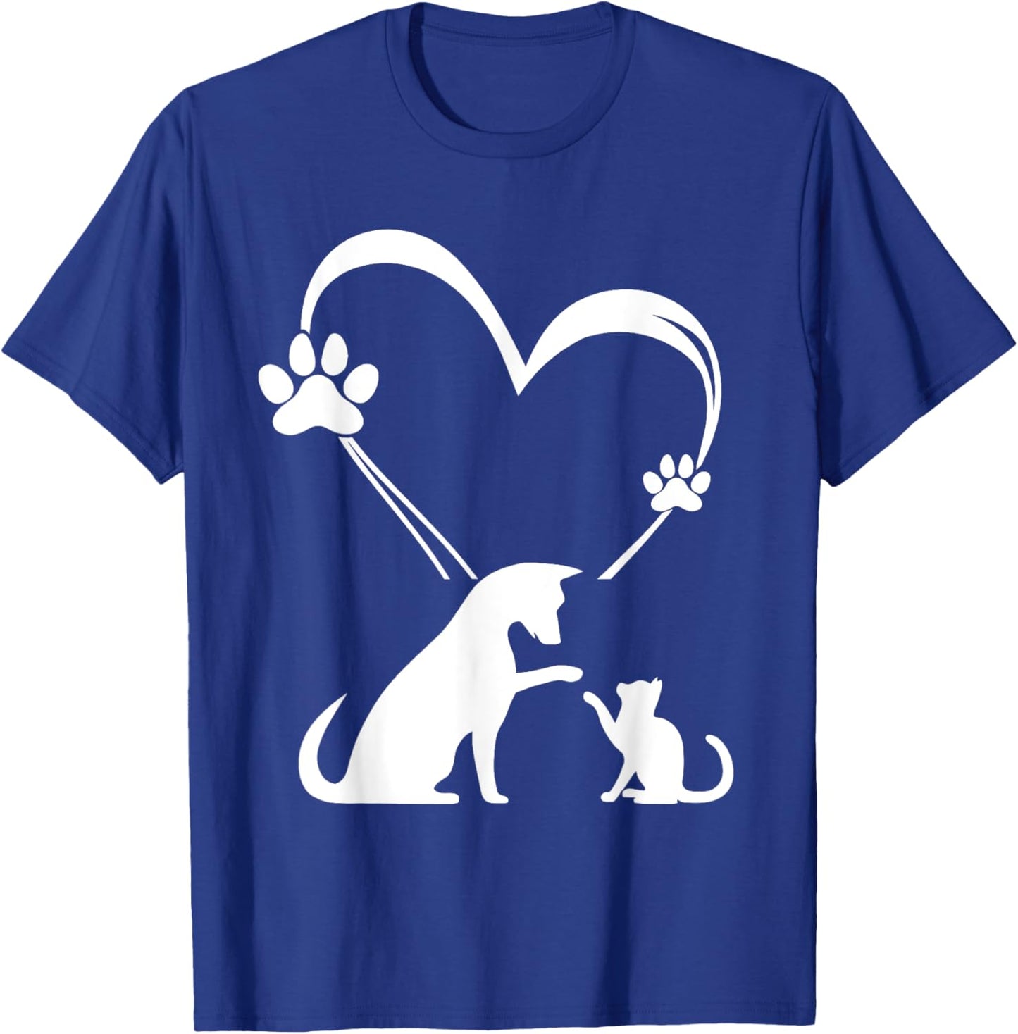 Dog Puppy and Baby Cat Heart - Animal Dog & Cat Heart T-Shirt - T-Shirt | Royal