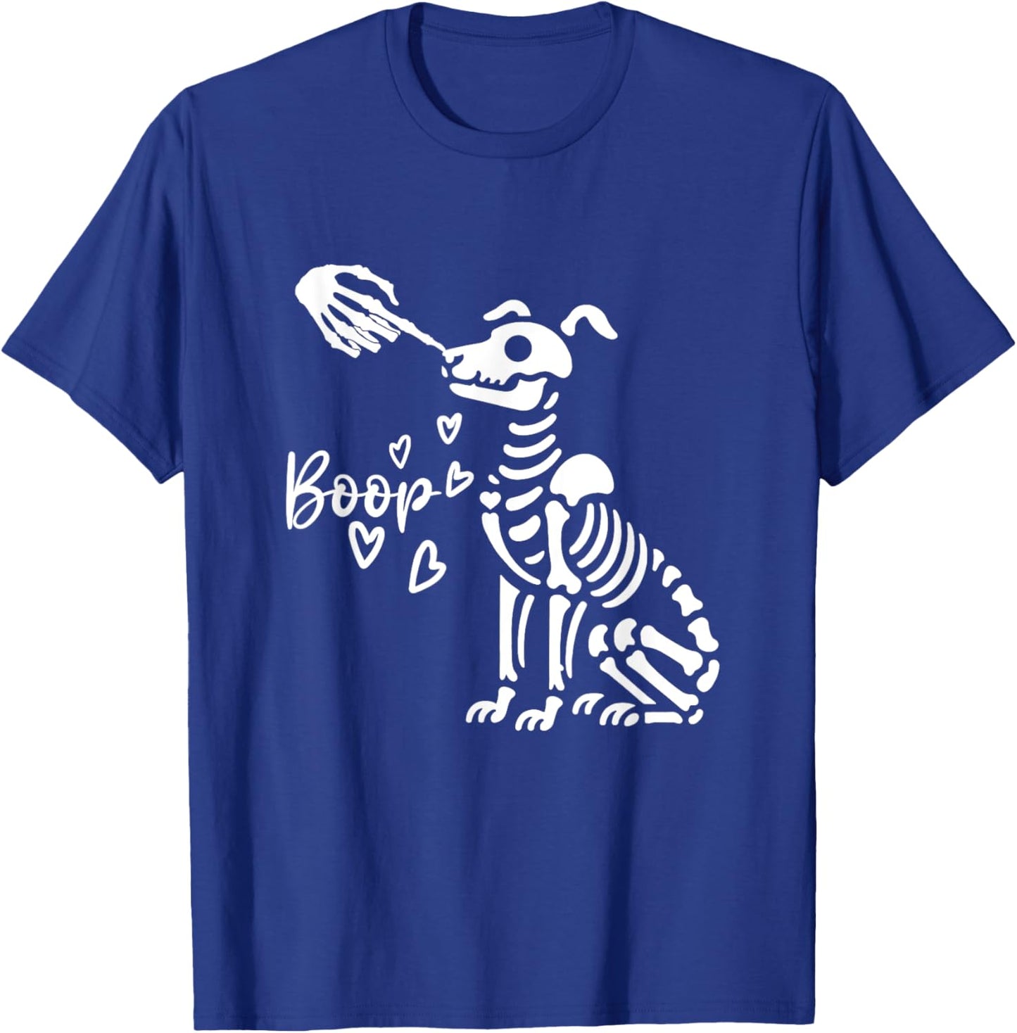 Retro Cute Skeleton Hand Boop Dog Funny Halloween T-Shirt - T-Shirt | Royal