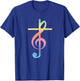 Christian Music Cross Color Treble Clef Musical Gift T-Shirt - T-Shirt | Royal