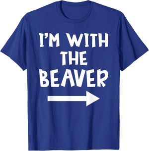 I'm With The Beaver Funny Matching Couple Halloween Costume T-Shirt - T-Shirt | Royal