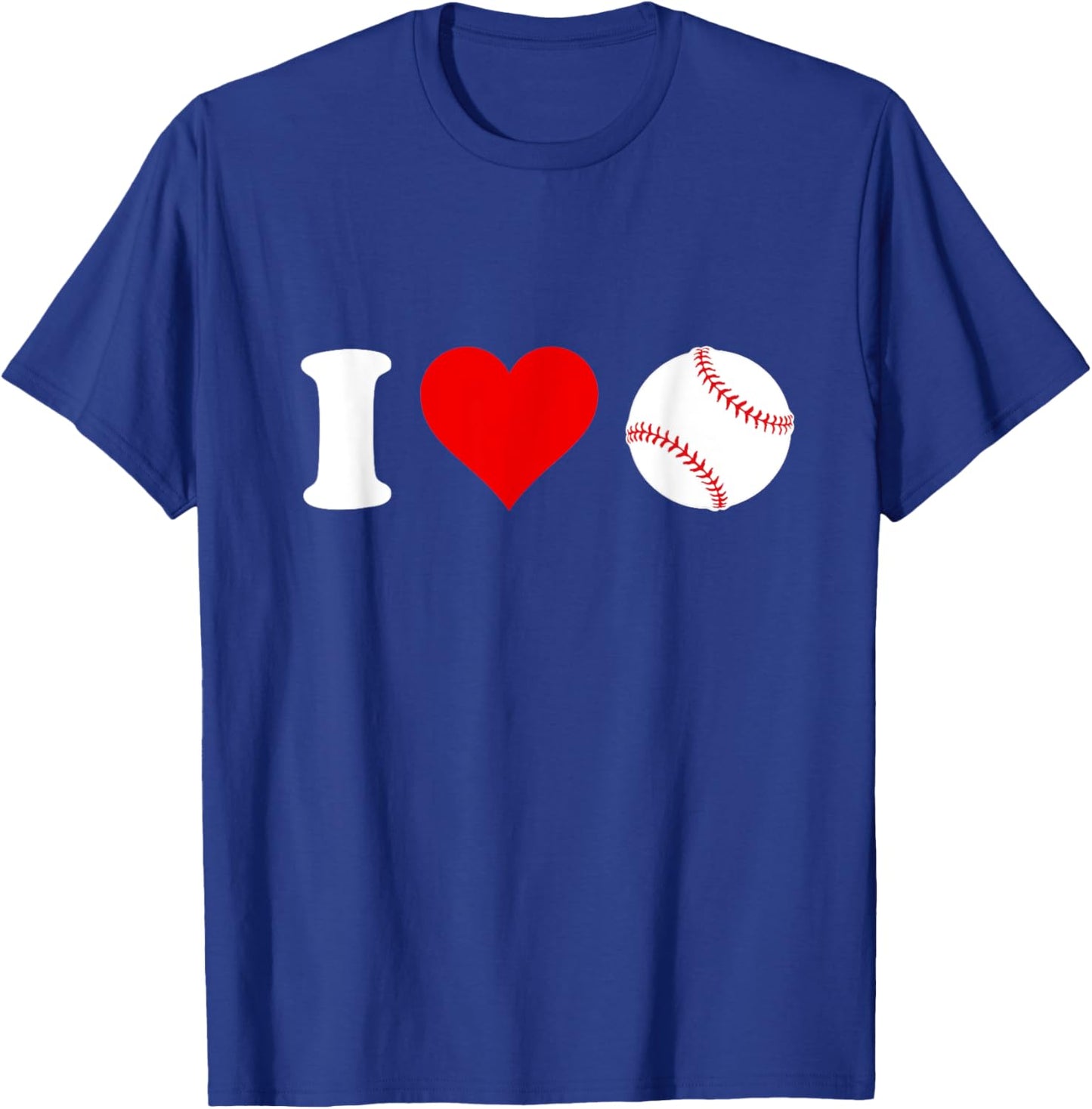 I Love Baseball Sports Fan Heart Shaped Baseball Fan T-Shirt - T-Shirt | Royal