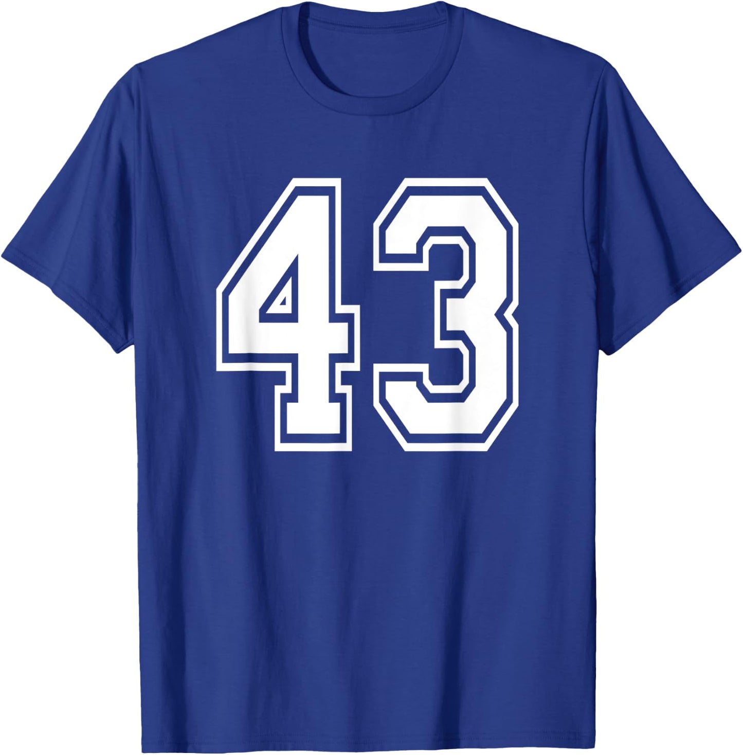 Number 43 Numbered Uniform Sports Jersey Team 43rd Birthday T-Shirt - T-Shirt | Royal