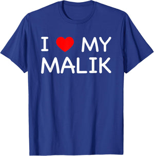 I Love My Malik First Name Red Heart T-Shirt - T-Shirt | Royal