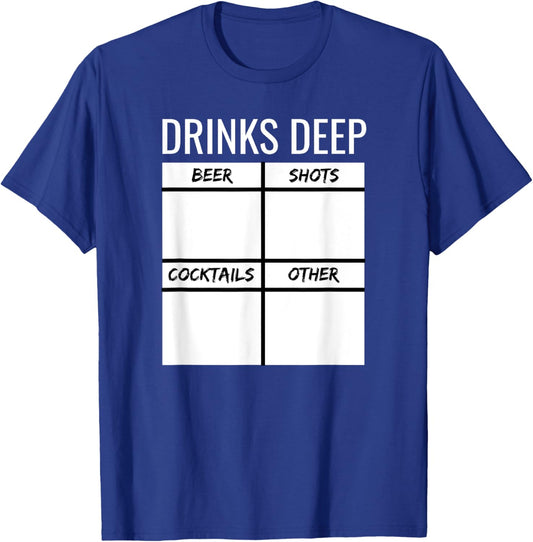 Bachelor Party Drinks Deep Drinking Tally Chart Beer Drinker T-Shirt - T-Shirt | Royal