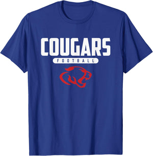 Crosby Cougars Logo Football HS T-Shirt - T-Shirt | Royal