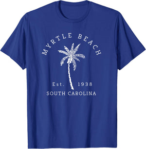 Retro Cool Original Myrtle Beach SC Palm Tree Novelty T-Shirt - T-Shirt | Royal