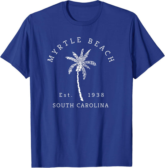 Retro Cool Original Myrtle Beach SC Palm Tree Novelty T-Shirt - T-Shirt | Royal