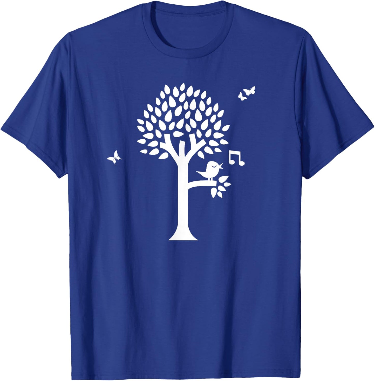 Spring Summer Tree With Songbird And Butterflies T-Shirt - T-Shirt | Royal