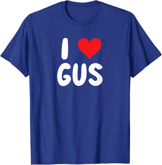 I Love Gus - Heart - Name T-Shirt - T-Shirt | Royal