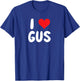 I Love Gus - Heart - Name T-Shirt - T-Shirt | Royal