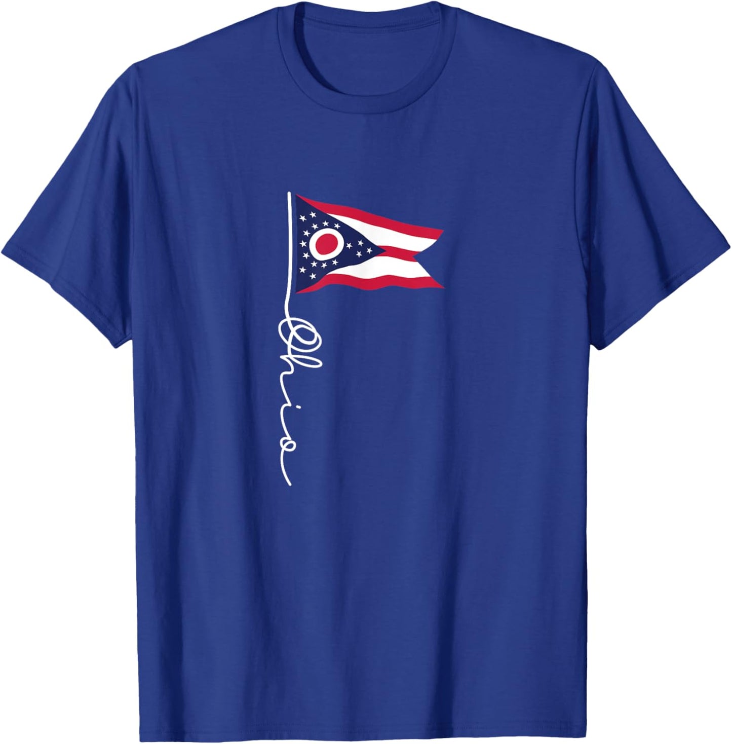 Ohio Signature Flag Pole - Elegant Patriotic Ohioan Flag T-Shirt - T-Shirt | Royal