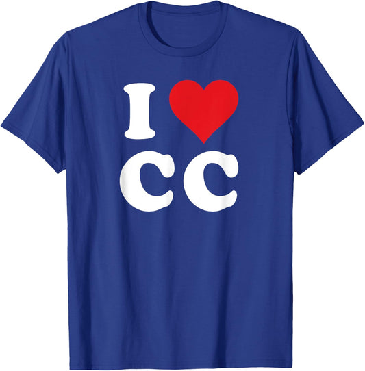 I Heart CC Initials I Love C.C. First And Last Name C C T-Shirt - T-Shirt | Royal