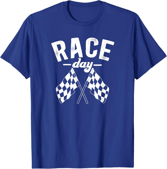 Car Race Day Checkered Flag Race Days Car Racing Day T-Shirt - T-Shirt | Royal