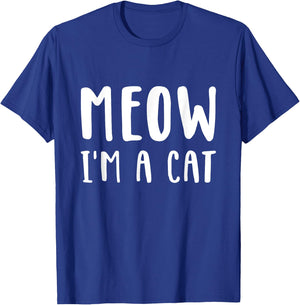 Meow I'm a cat Funny Lazy Animal Halloween Costume T-Shirt - T-Shirt | Royal