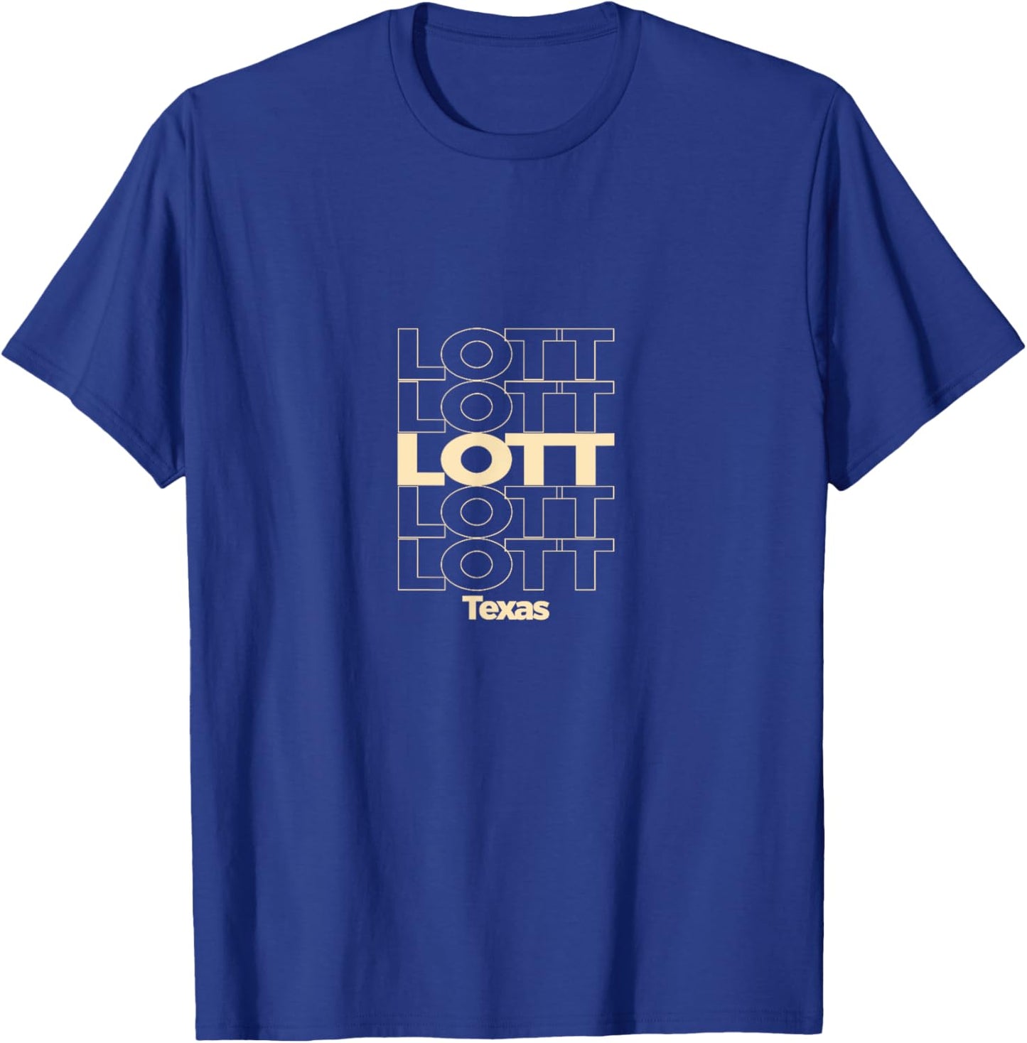 Vintage Lott, Texas Repeating Text T-Shirt - T-Shirt | Royal