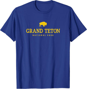 Grand Teton National Park Bison Vintage Hiking Souvenir T-Shirt - T-Shirt | Royal
