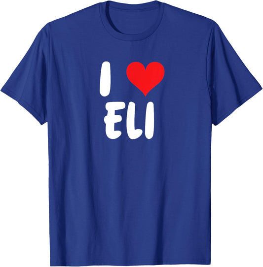 I Love Eli - Heart - Name T-Shirt - T-Shirt | Royal