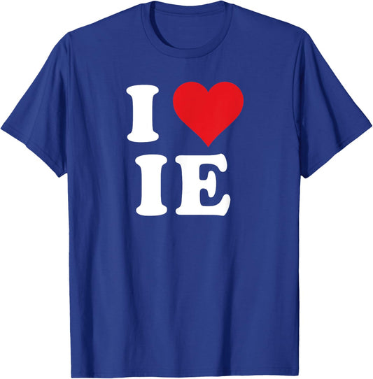 I Love IE Initials I Heart I.E. First Last Name I E T-Shirt - T-Shirt | Royal