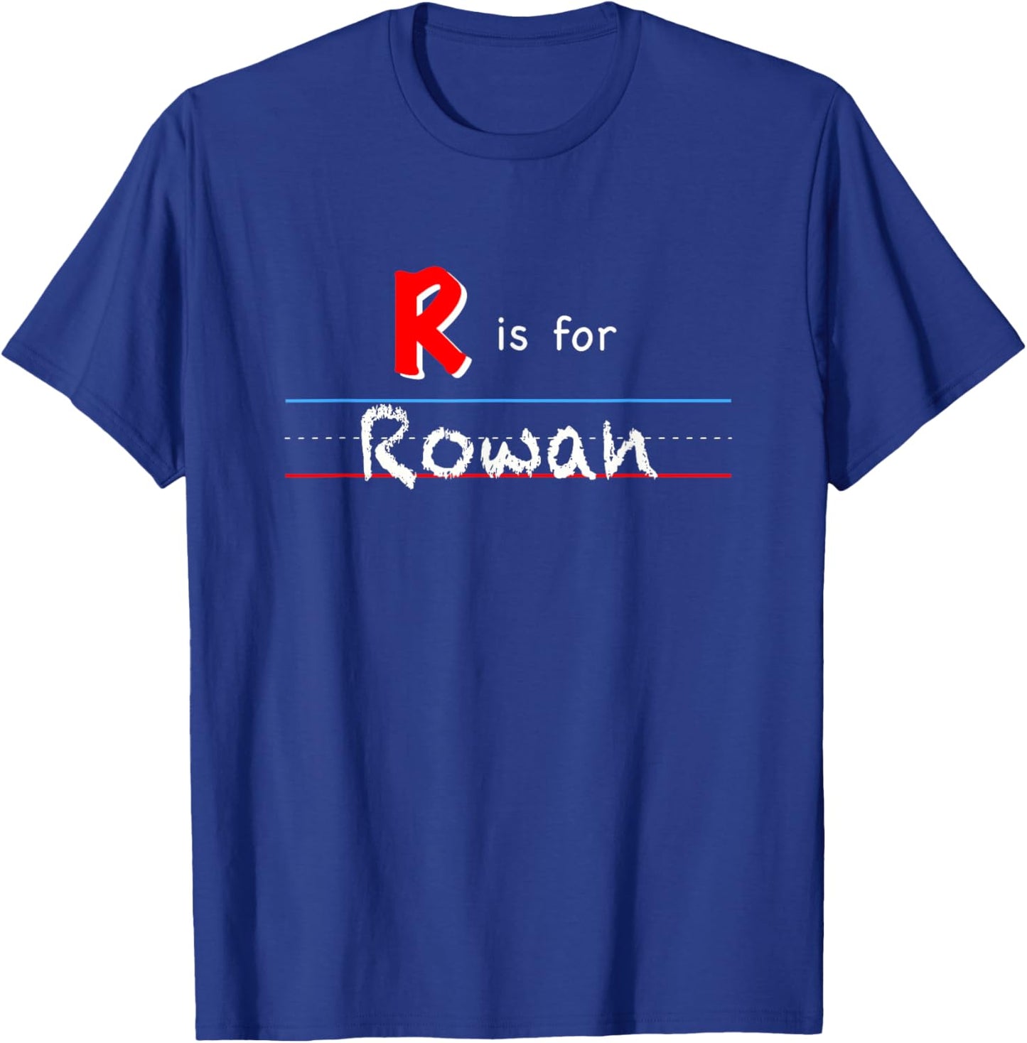 R Is For Rowan, boys custom personalized name kids school T-Shirt - T-Shirt | Royal