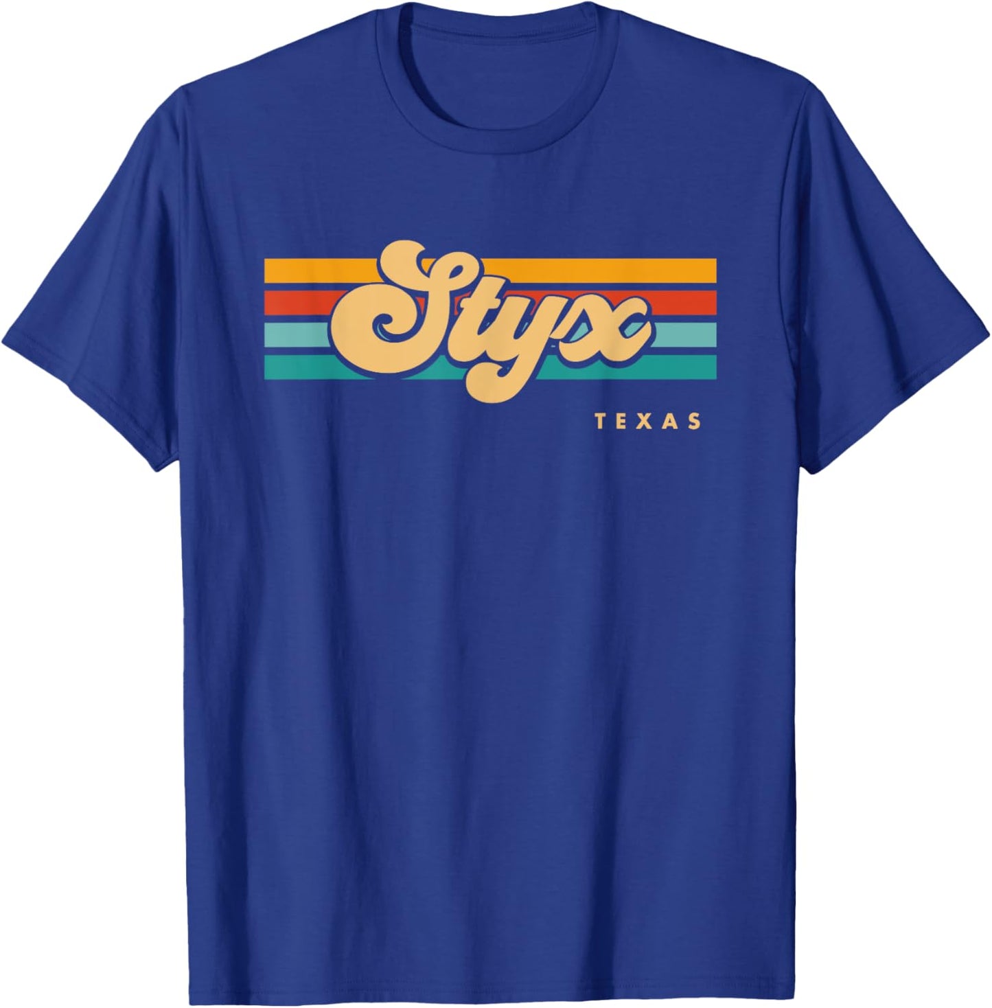 Vintage Sunset Stripes Styx, Texas T-Shirt - T-Shirt | Royal