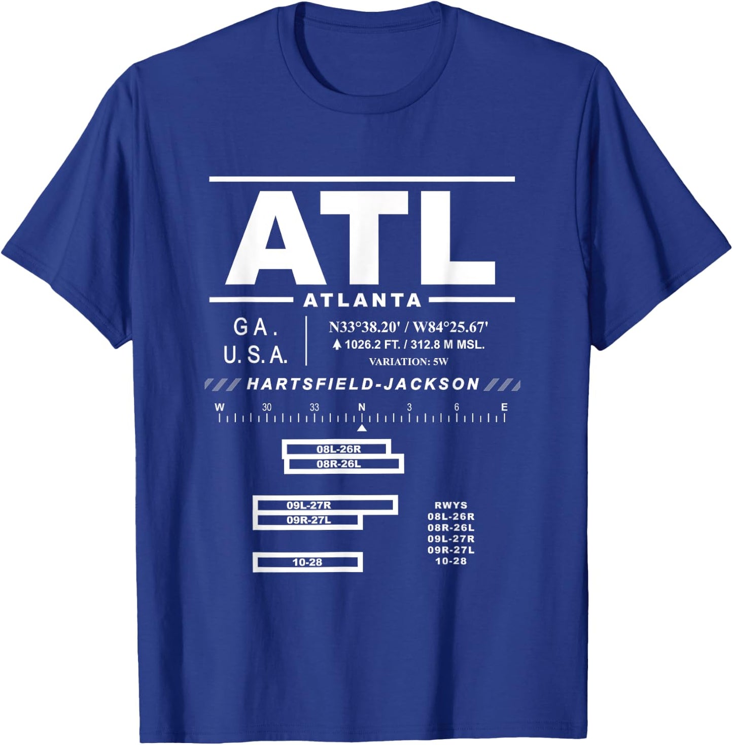 Hartsfield Jackson Atlanta International Airport Georgia ATL T-Shirt - T-Shirt | Royal