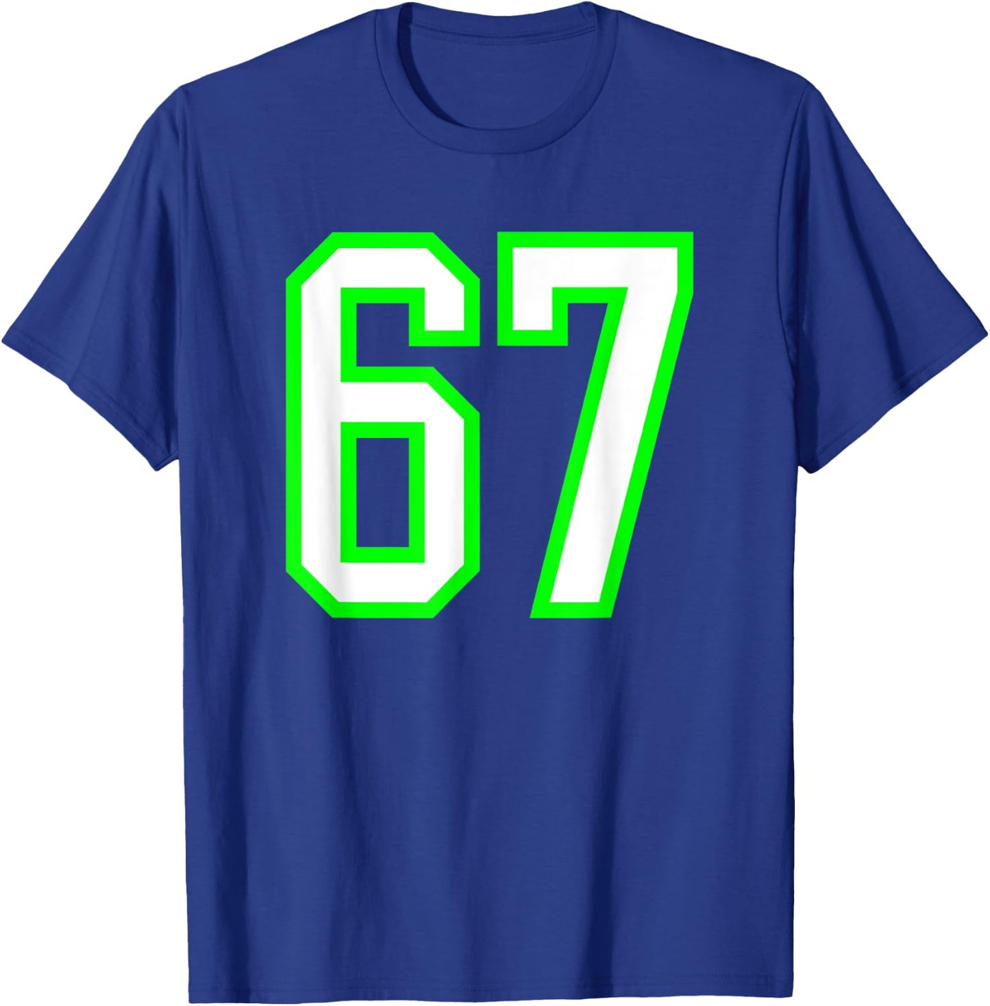 Sports Team Jersey #67 White Lime Jersey Number 67 T-Shirt - T-Shirt | Royal