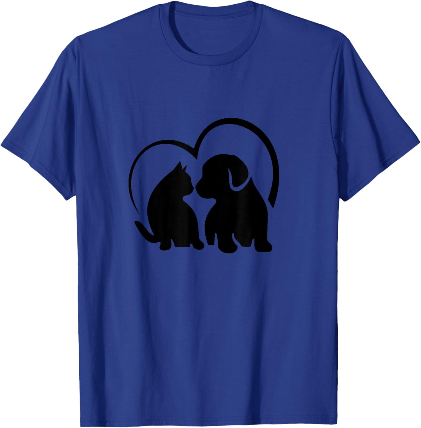 Cat and Dog with Heart Design Women Kids T-Shirt - T-Shirt | Royal