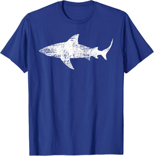 Vintage Shark Silhouette | Hammerhead Shark Tiger Shark T-Shirt - T-Shirt | Royal