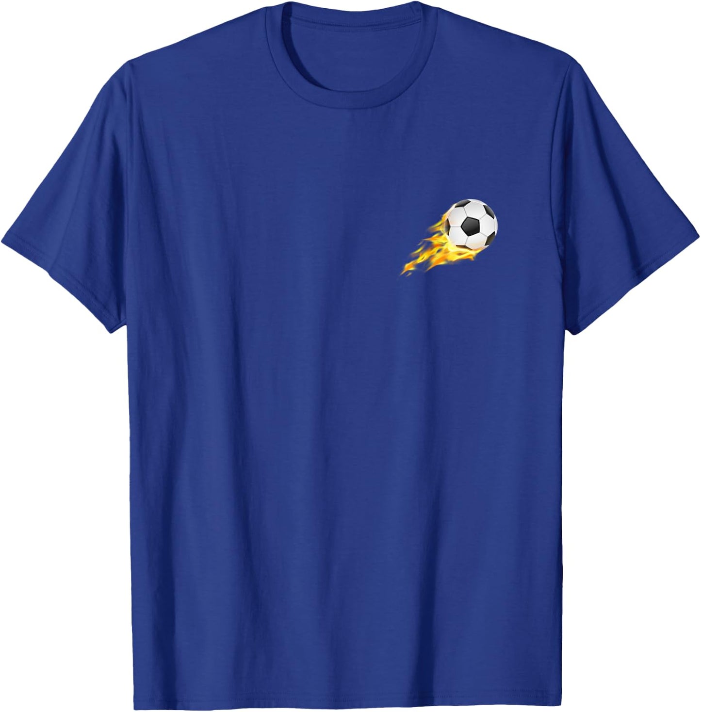 Fire Soccer Ball Flying Flamming Soccer Soccer Ball In Flame T-Shirt - T-Shirt | Royal
