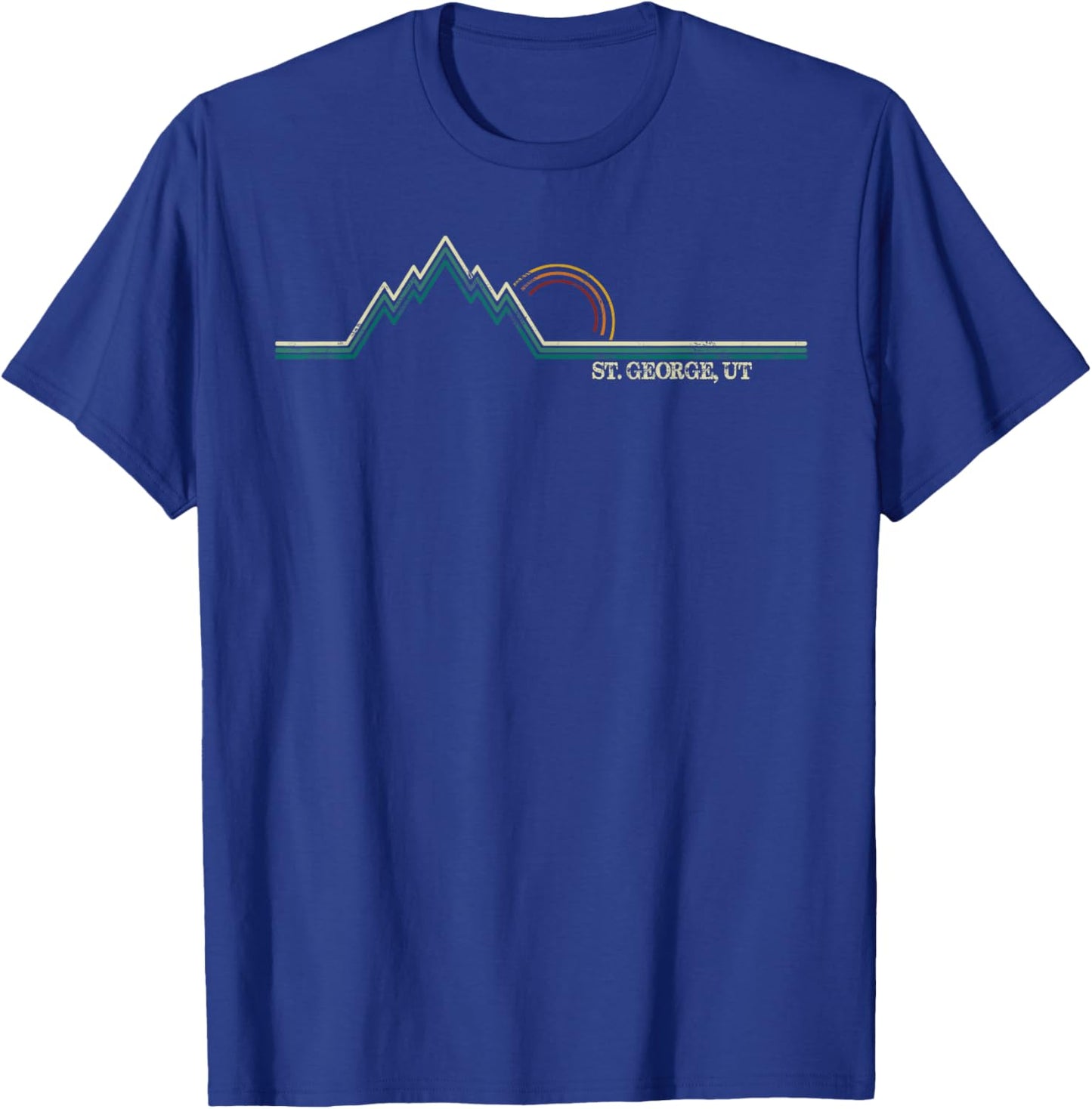 Retro Mountains St. George, Utah Summer Hiking T-Shirt - T-Shirt | Royal