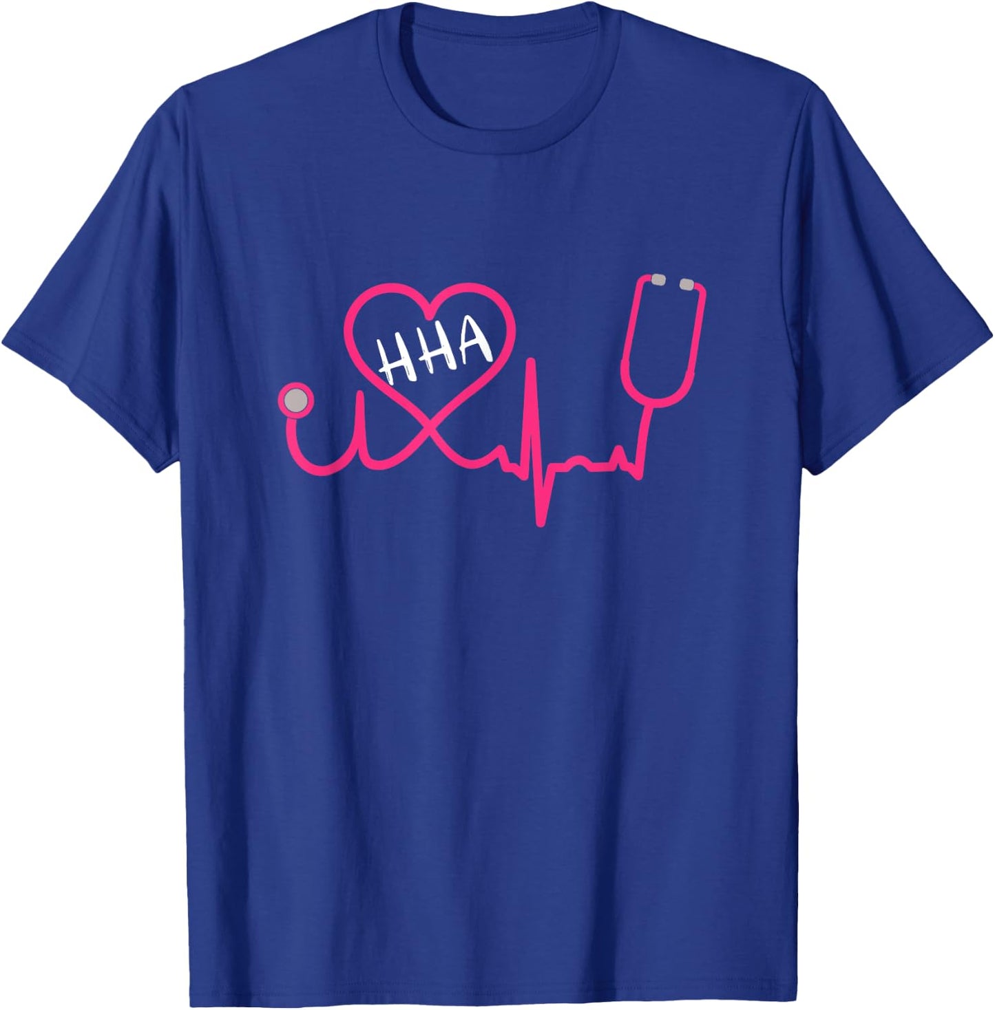 HHA Home Health Aide EKG Stethoscope Heart Cute T Shirt T-Shirt - T-Shirt | Royal
