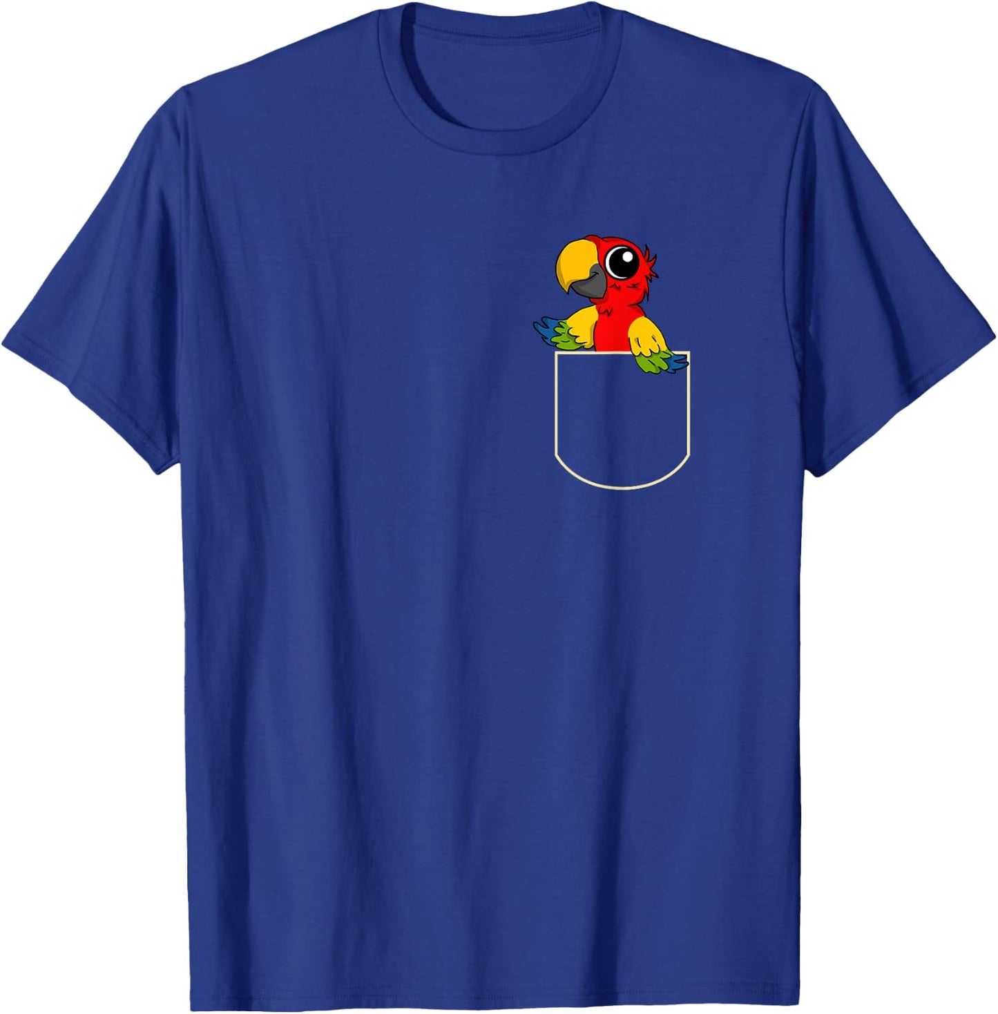 Funny Parrot in Chest Pocket Gift Parrots Pocket T-Shirt - T-Shirt | Royal