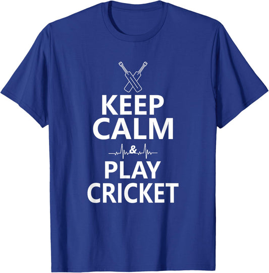 Keep Calm and Play Cricket - Funny Sports Players T-Shirt - T-Shirt | Royal
