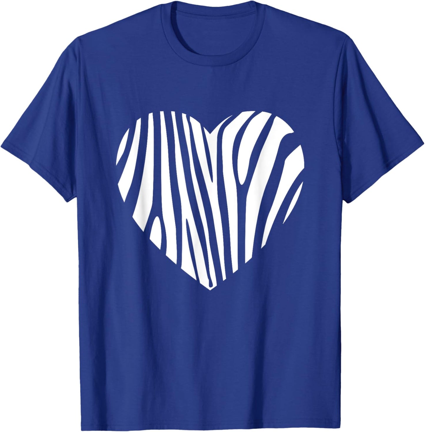 Zebra Heart Animal Lover Stripe Africa Gift Men Women Kids T-Shirt - T-Shirt | Royal