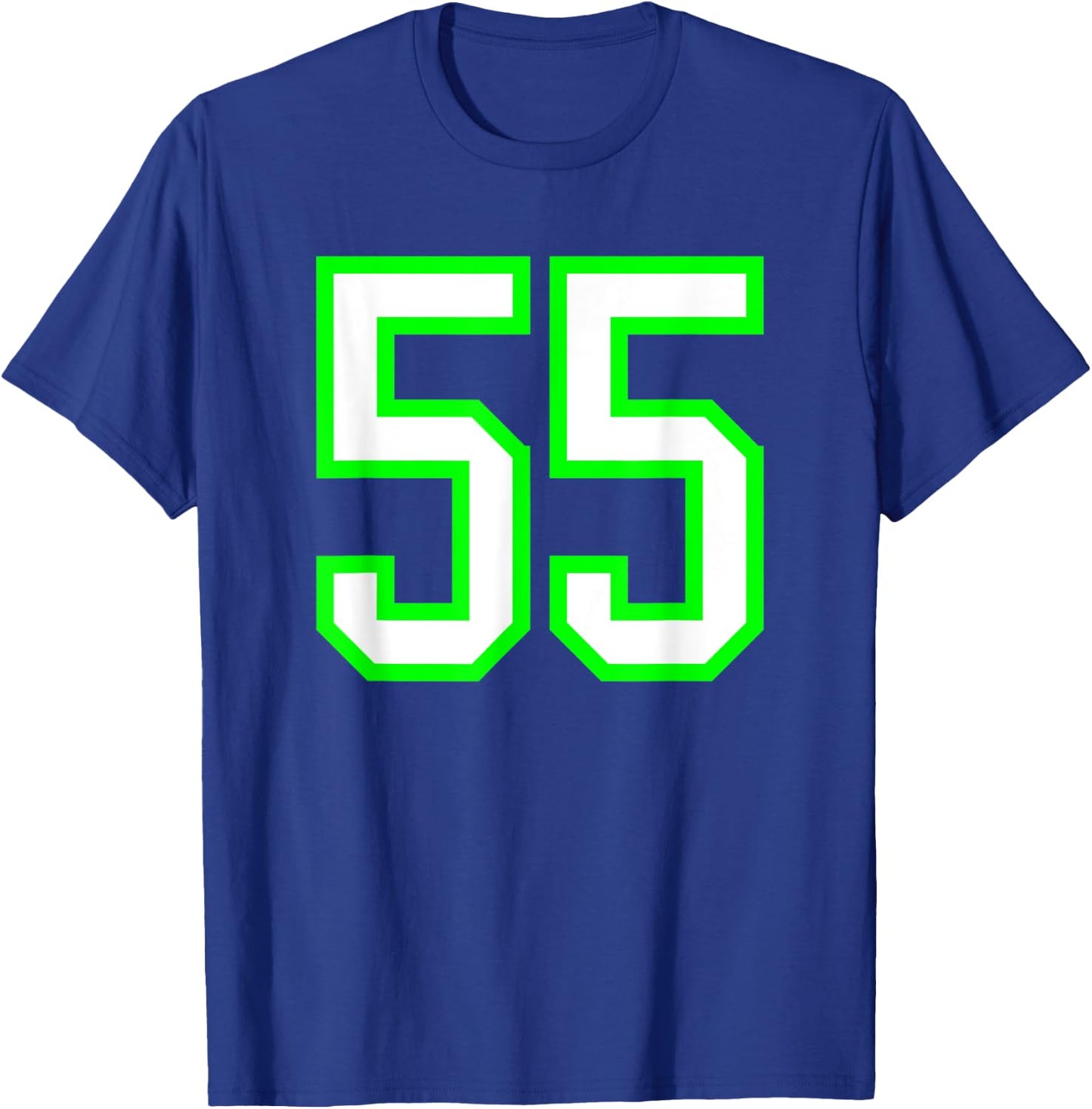 Sports Team Jersey #55 White Lime Jersey Number 55 T-Shirt - T-Shirt | Royal