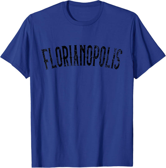 Florianopolis Brazil Vintage Black Text Apparel T-Shirt - T-Shirt | Royal