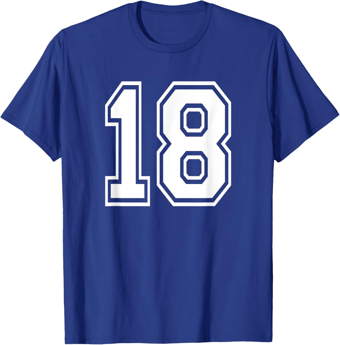 Number 18 Birthday Varsity Sports Team Jersey T-Shirt - T-Shirt | Royal